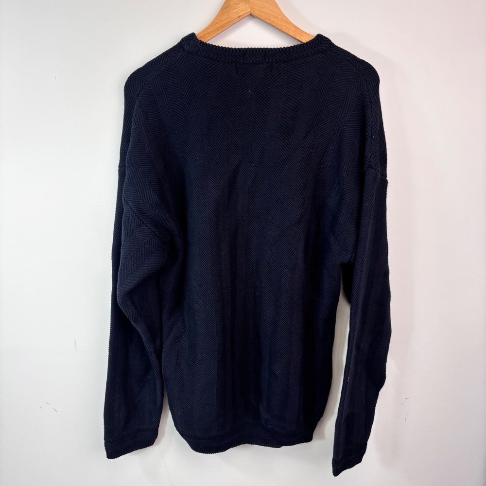 Vintage 1990s Chaps Ralph Lauren Hand Framed Herringbone Sweater Size Large - Picture 4 of 6